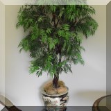 DG01. Faux tree in Asian porcelain jardiniere with rosewood stand.